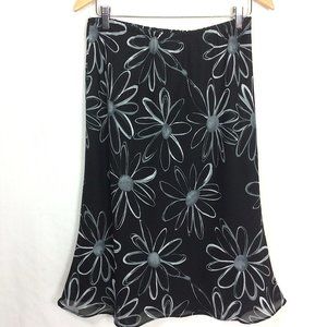 4/$25 Stephanie Parks Daisy Print Skirt Black Sz L